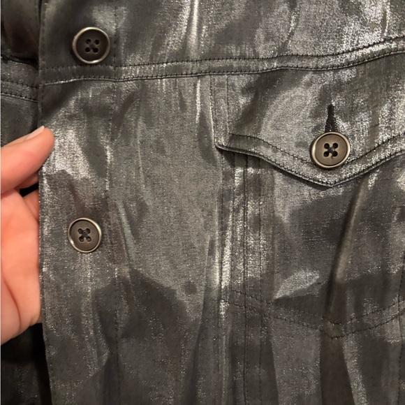 Ruby Rd. Metallic Silver Button-Up Jacket 18W - Picture 2 of 3